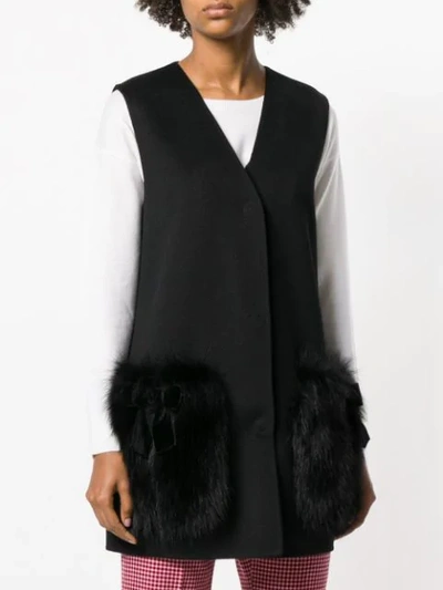 Shop Fendi Fur-patch Tailored Waistcoat In Black