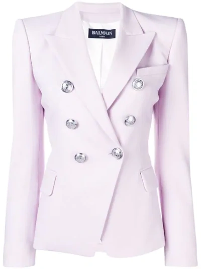 Shop Balmain Button-embellished Blazer In 5fb Lilas