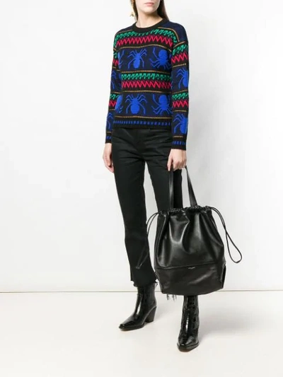 Shop Saint Laurent Spider Jacquard Sweater In Black