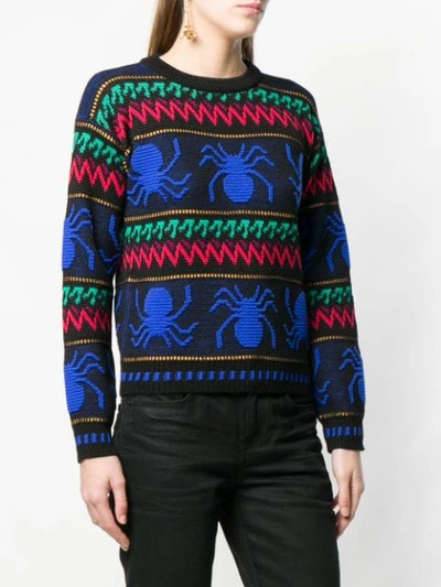 Shop Saint Laurent Spider Jacquard Sweater In Black