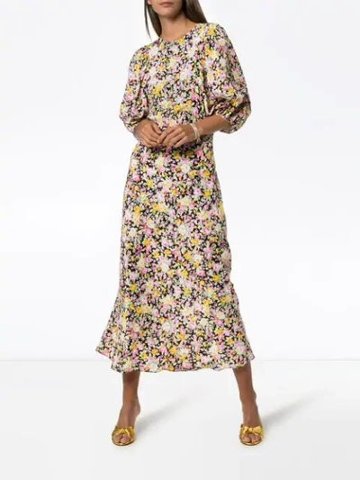 LES REVERIES PSYCHEDELIC MEADOW FLORAL PRINT MIDI DRESS - 多色