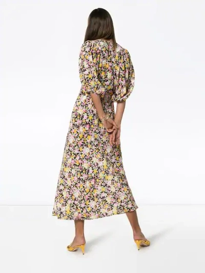 LES REVERIES PSYCHEDELIC MEADOW FLORAL PRINT MIDI DRESS - 多色