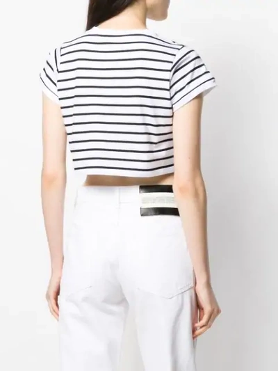 Shop Fiorucci Stripes Cropped T-shirt In White