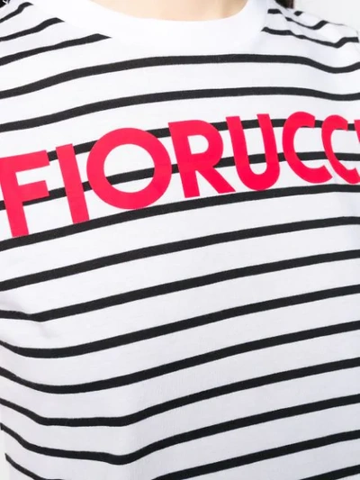 Shop Fiorucci Stripes Cropped T-shirt In White