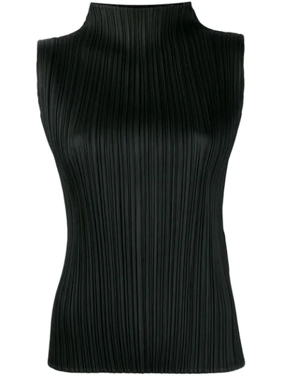 PLEATS PLEASE BY ISSEY MIYAKE PLEATED TANK TOP - 黑色
