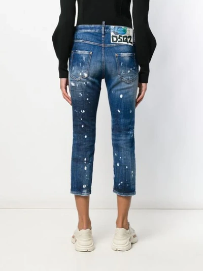 Dsquared2 Bleached Effect Cropped Jeans In Blue