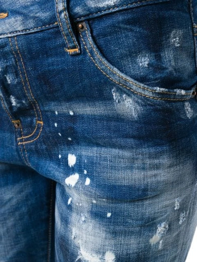 Dsquared2 Bleached Effect Cropped Jeans In Blue