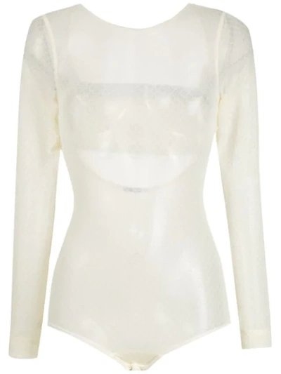 Shop À La Garçonne Fringed Bodysuit - White