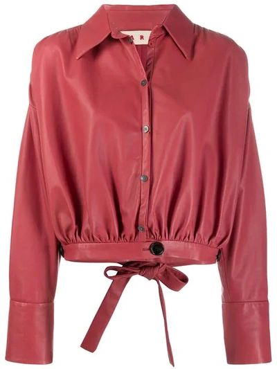 Shop Marni Leather Bluson - Pink