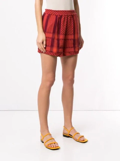 Shop Cecilie Copenhagen High-waist Patterned Shorts In Orange