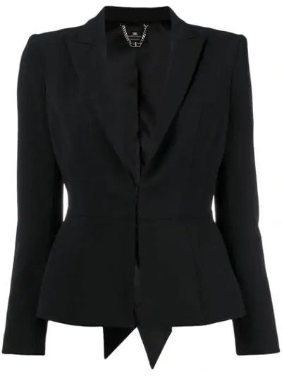 Shop Elisabetta Franchi Concealed Front Blazer In Black
