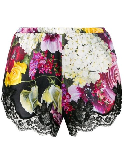 Shop Dolce & Gabbana Underwear Shorts Mit Rosen-print - Schwarz In Black
