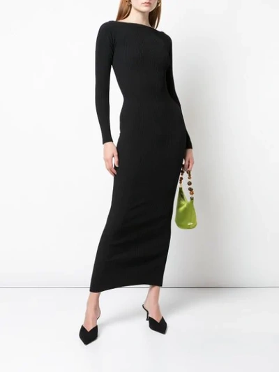 Shop Alexander Wang Moving Ribbed Knit Dress In Black