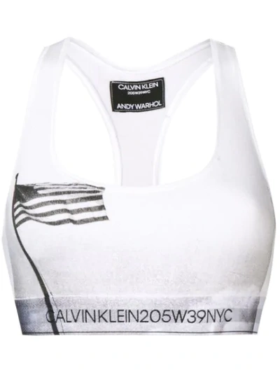 Shop Calvin Klein 205w39nyc Flag Print Bralette - White