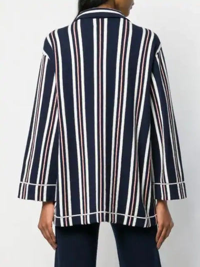 Shop Barrie Striped Knitted Cardigan In Blue