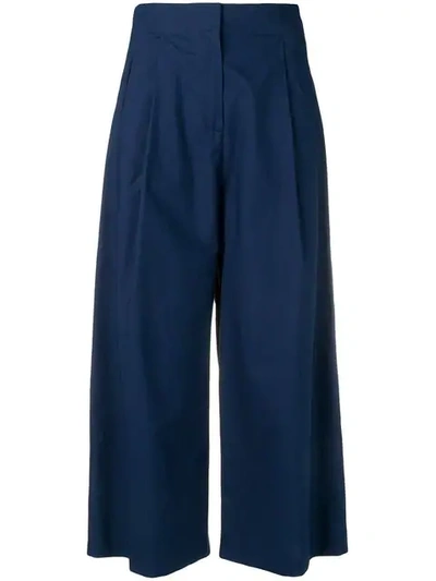 Shop Etro Cropped Palazzo Pants In Blue
