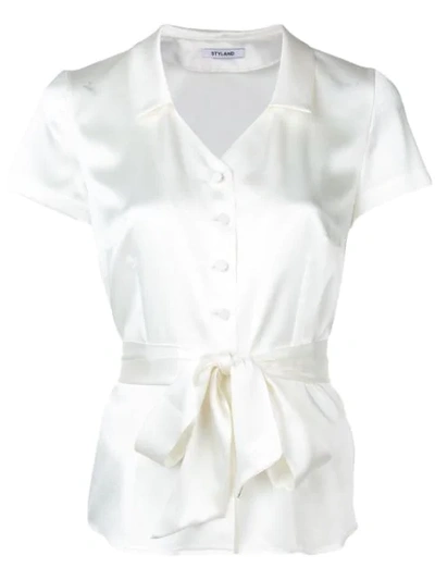 Shop Styland Tie-waist Blouse In White