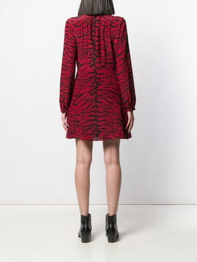 Shop Saint Laurent Zebra Print Shirt Dress In Red