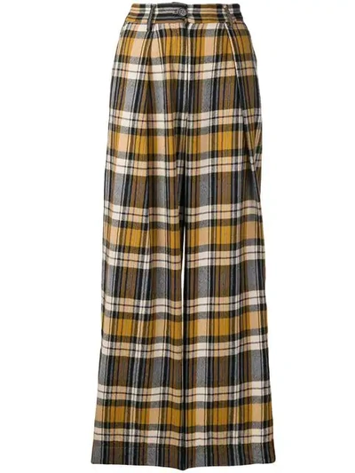 Shop Forte Forte Plaid Wide Leg Trousers In Brown