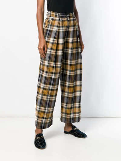 Shop Forte Forte Plaid Wide Leg Trousers In Brown