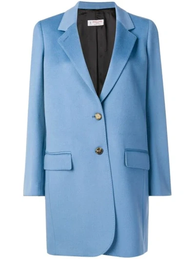 Shop Alberto Biani Single Breasted Mid Coat - Blue