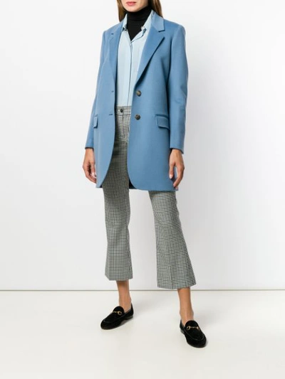 Shop Alberto Biani Single Breasted Mid Coat - Blue