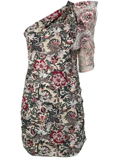 Shop Isabel Marant Étoile One-shoulder Printed Dress In Neutrals