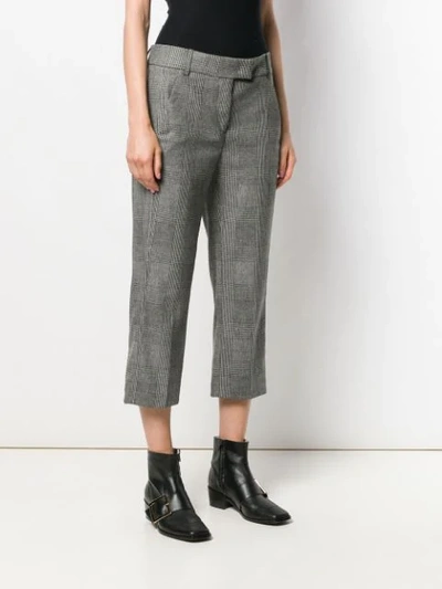 Shop Dondup Cropped Check Trousers In Black