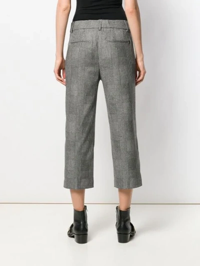 Shop Dondup Cropped Check Trousers In Black