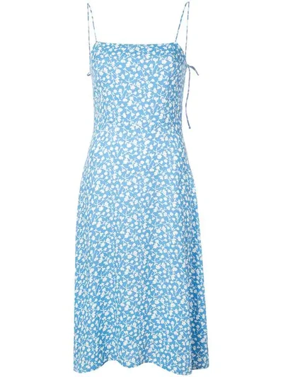Shop Reformation Peach Floral Print Dress - Blue