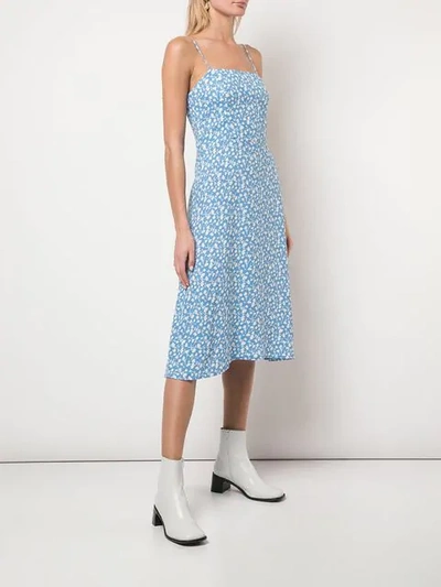 Shop Reformation Peach Floral Print Dress - Blue