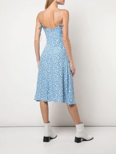 Shop Reformation Peach Floral Print Dress - Blue