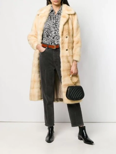 Pre-owned A.n.g.e.l.o. Vintage Cult Check Texture Fur Coat In Neutrals