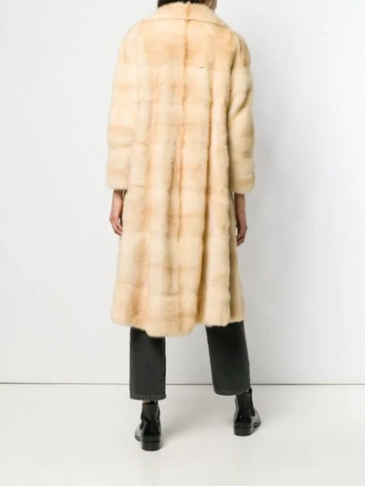 Pre-owned A.n.g.e.l.o. Vintage Cult Check Texture Fur Coat In Neutrals