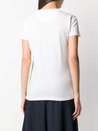 Shop Valentino Metallic Lace T-shirt In White