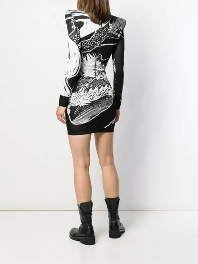 BALMAIN DRAGON EMBROIDERED MINI DRESS - 黑色