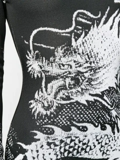 Shop Balmain Dragon Embroidered Mini Dress In Black