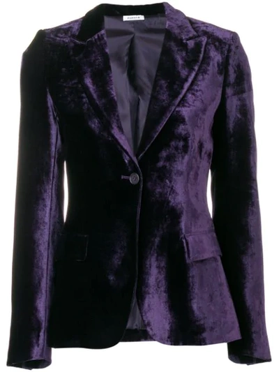 Shop P.a.r.o.s.h Velvet Fitted Jacket In Purple