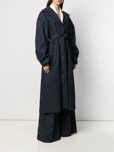 Shop Jacquemus Oversized Belted Trench Coat - Blue