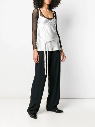 Shop Ann Demeulemeester Belted Cami Top In White