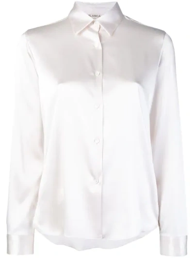 Shop Blanca Sheen Button-down Shirt - White