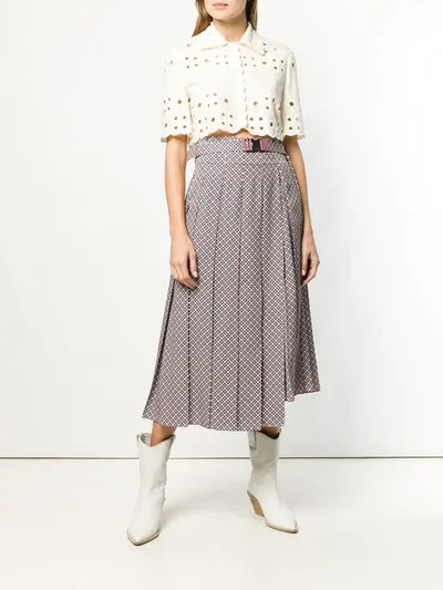 Shop Fendi Belted Pleated Skirt In Pink