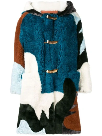 Shop Missoni Hooded Fur Coat - Blue