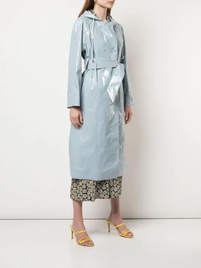 Shop Alexa Chung Hooded Belted Coat In Blue