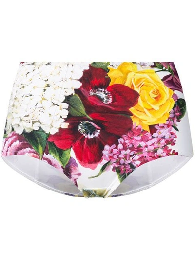 Shop Dolce & Gabbana Floral Bikini Bottom In White