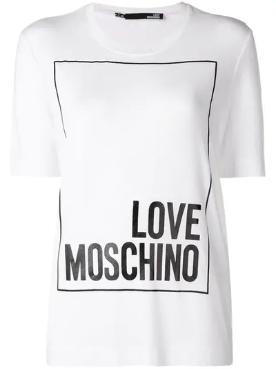 Shop Love Moschino Logo Short In White