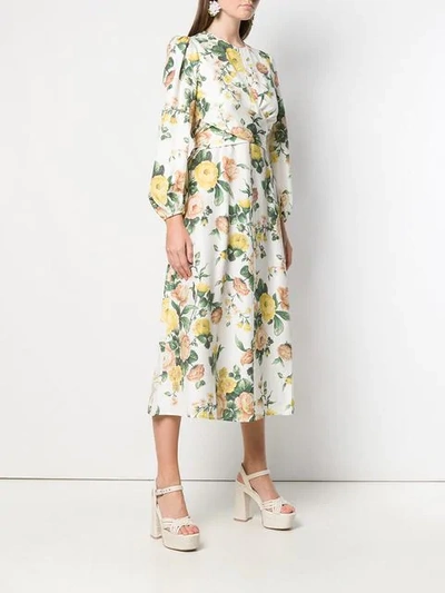 Shop Zimmermann Floral Print Mid-length Dress - White