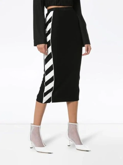 Shop Off-white Diagonal Stripe Pencil Skirt In Black