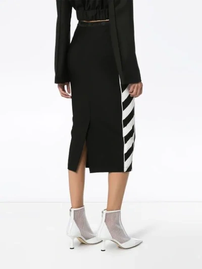 Shop Off-white Diagonal Stripe Pencil Skirt In Black