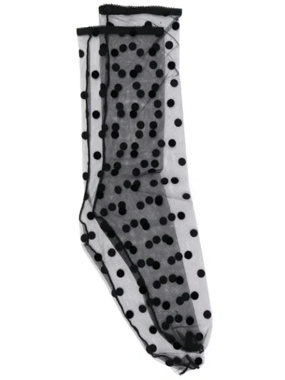 Shop N°21 Nº21 Sheer Polka Dot Stockings - Black